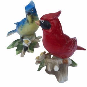 Cardinal Porcelain Ceramic Birds Figurines 4” Japan VTG